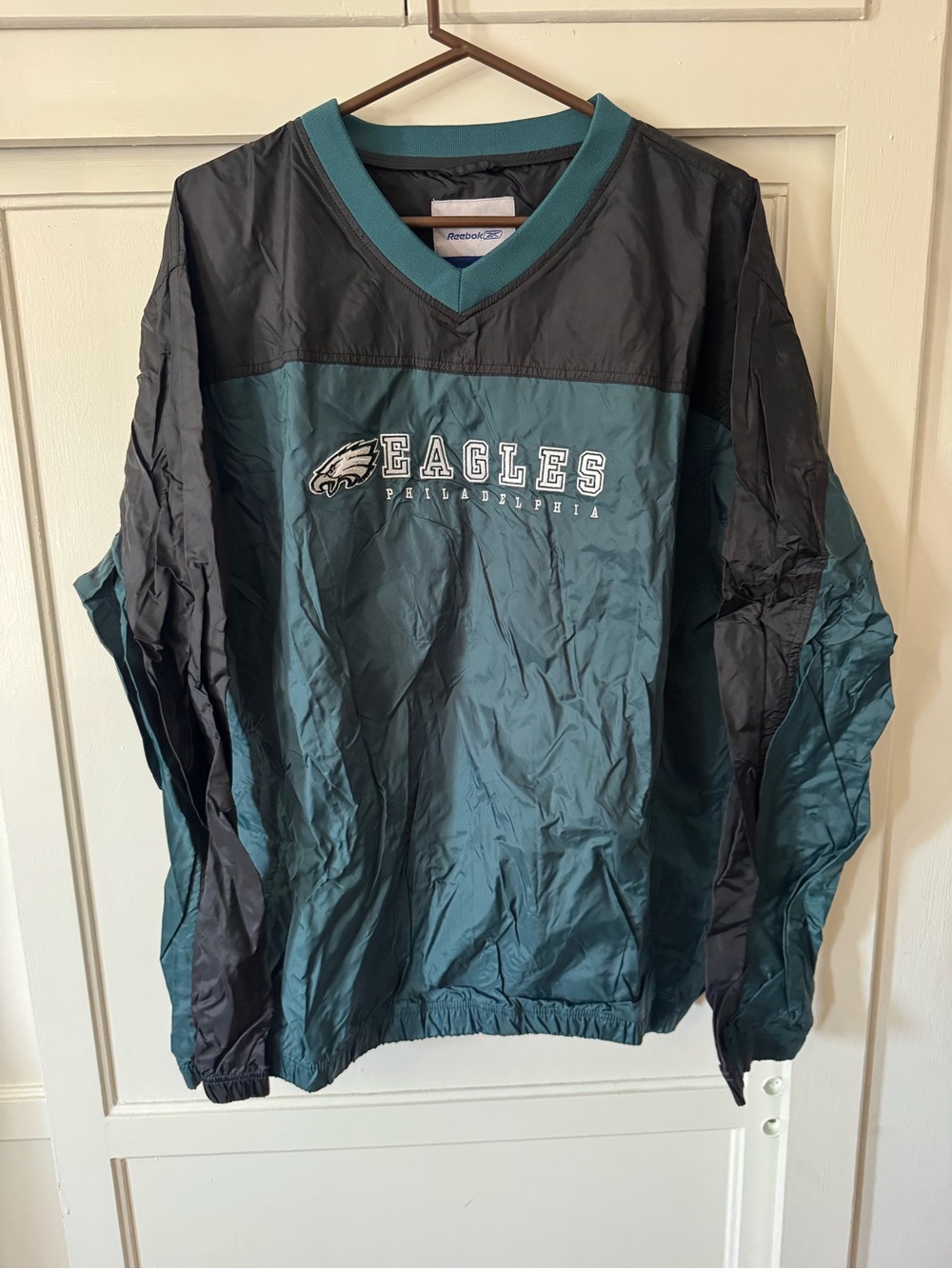 Reebok Teal and Black Eagles Windbreaker Pullover